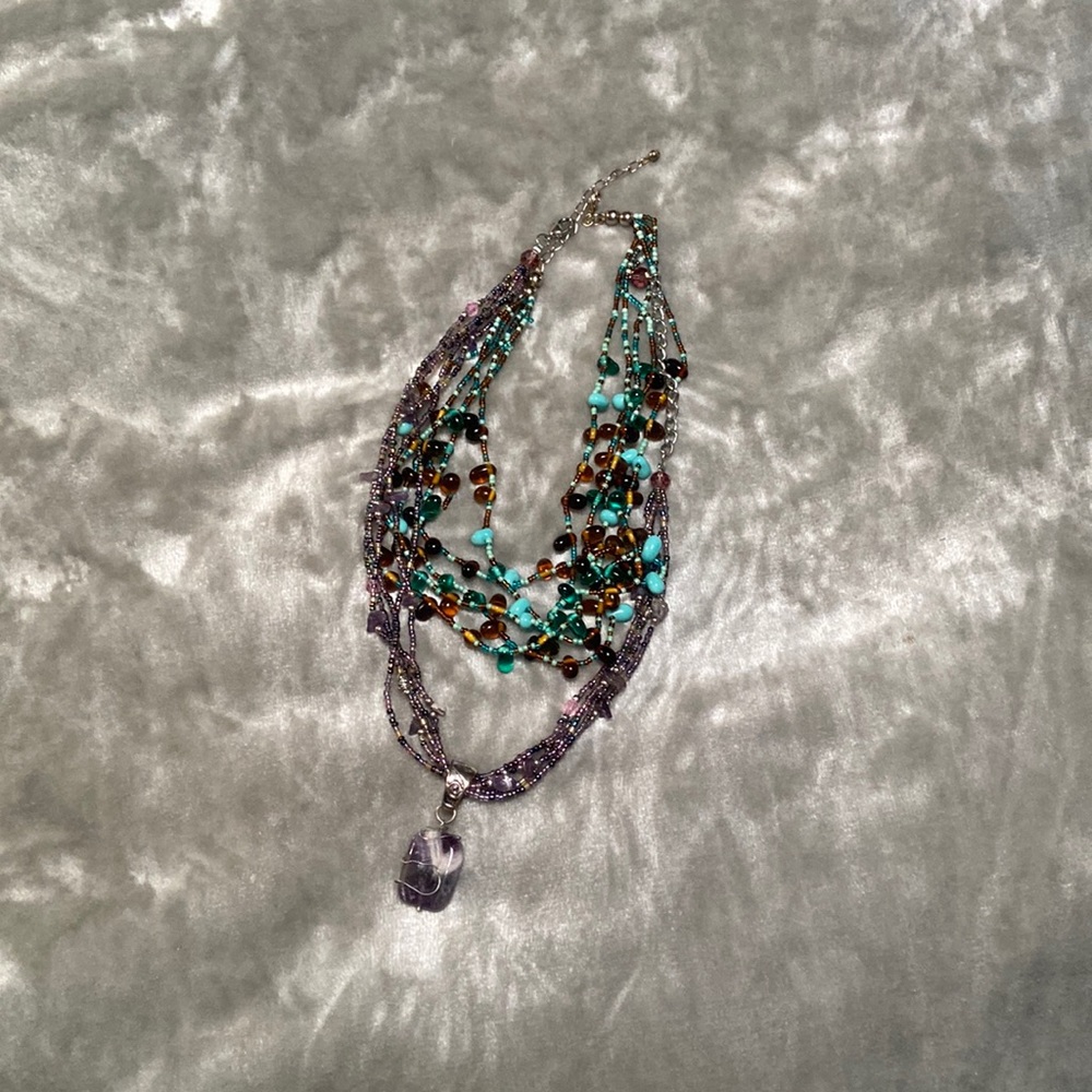 Fairycore Hippie Amethyst Beaded Layered Necklace